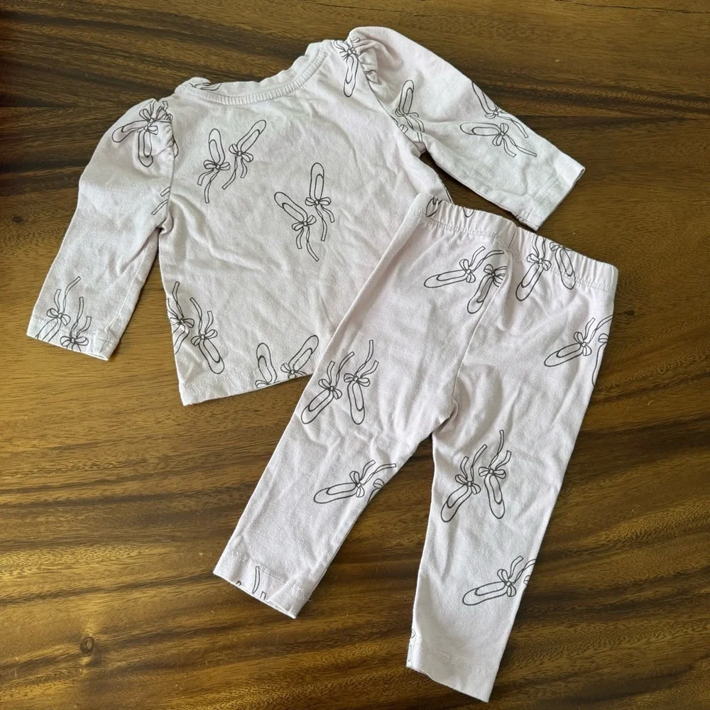 GAP Baby Ballerina Shoes Light Purple Cotton Long Sleeve and Pants Set 6-12M
